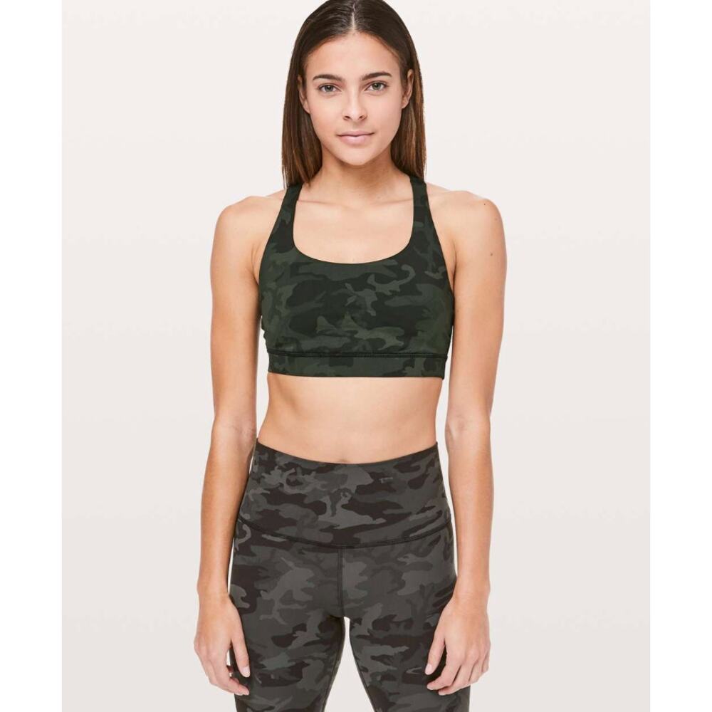 Lululemon Energy Bra Incognito Camo Multi Gator Green Size 4